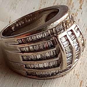 RING - Solid Sterling 925 Silver W/ Baguette CZs
